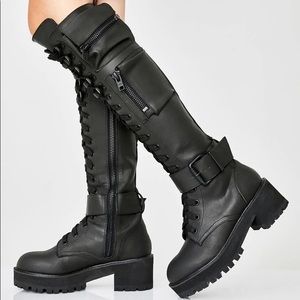 Dolls Kill Obsidian Pocket Combat Boots